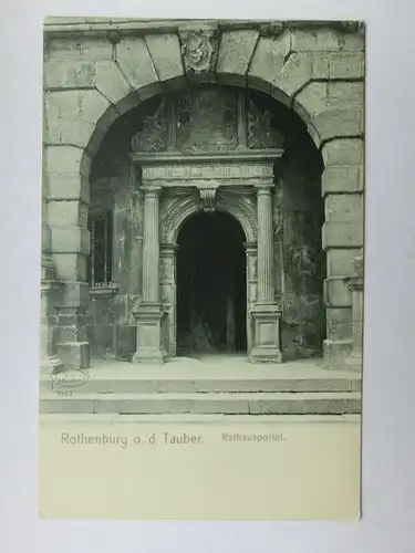 Alte AK Rothenburg Tauber Rathausportal [aO422]