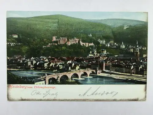 Alte AK Heidelberg vom Philosophenweg 1904 [aO425]