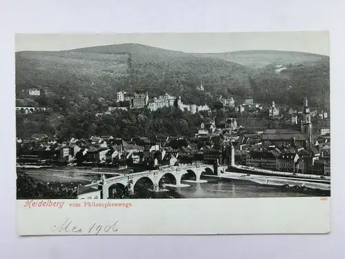 Alte AK Heidelberg vom Philosophenweg 1906 [aO428]