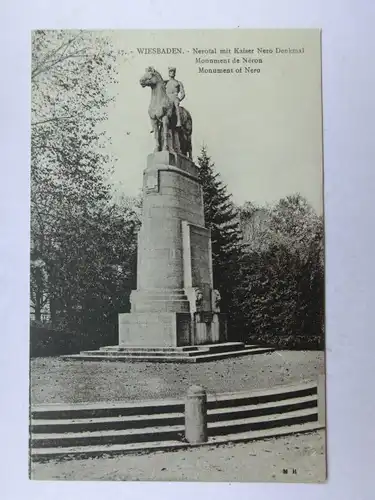 Alte AK Wiesbaden Nerotal mit Kaiser Nero Denkmal [aO451]