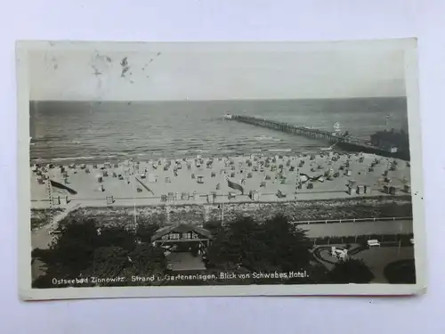 Alte AK Ostseebad Zinnowitz Strand und Gartenanlagen [aO500]