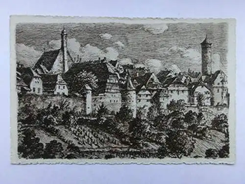 Alte AK Rothenburg nach Federzeichnung [aO909]