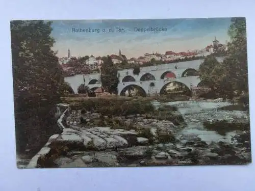 Alte AK Rothenburg Tauber Doppelbrücke [aO913]