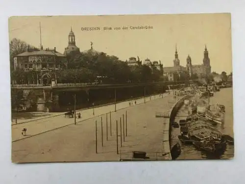 Alte AK Dresden Blick von der Carolabrücke Schiffe [aO851]