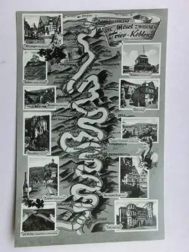 Alte AK Die Mosel Trier Koblenz Flusslauf [aP906]