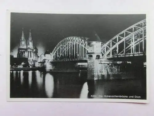 Alte AK Köln Hohenzollernbrücke Nacht Brücke [aP561]