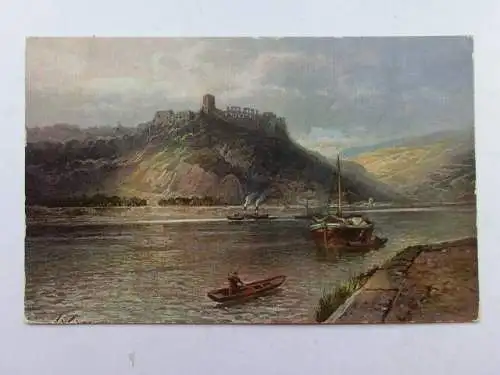 Alte AK Gemäldekarte St. Goar Burg Rheinfels [aP623]