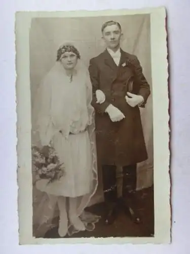 Alte AK Fotokarte Brautpaar Hochzeit 1927 [aX1011]