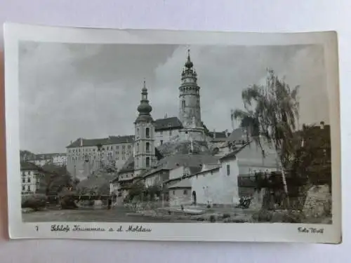 Alte AK Schloß Krummau an der Moldau 1945 [aN278]