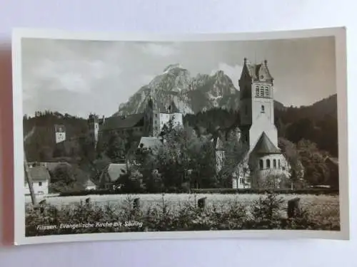 Alte AK Füssen Evang. Kirche mit Säuling [aN368]
