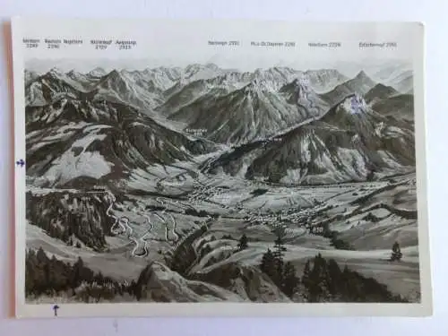 Alte AK Hindelang Panoramakarte Allgäu [aN460]