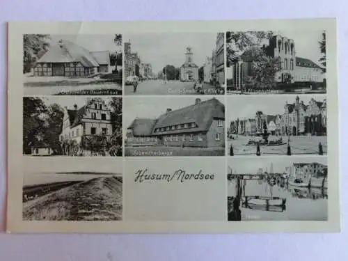 Alte AK Husum Nordsee Mehrbildkarte [aN497]