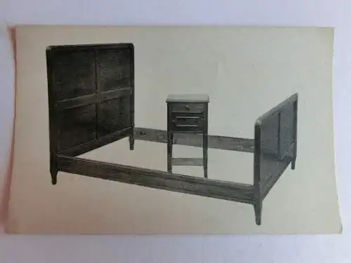 Alte AK Möbel Bett Nachttischchen  [aM925]