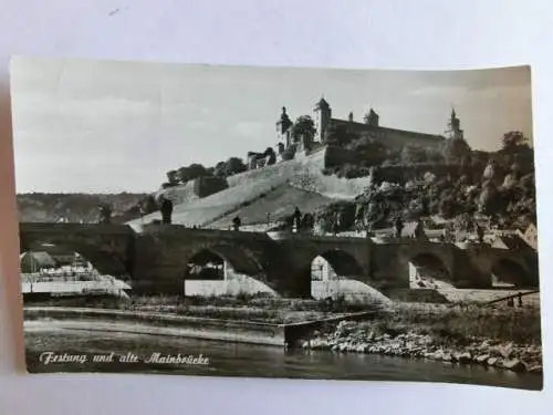 Alte AK Würzburg Festung und alte Mainbrücke [aL398]
