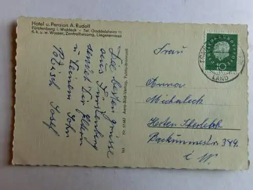 Alte AK Fürstenberg i. Waldeck Hotel und Pension A. Rudolf [aL491]