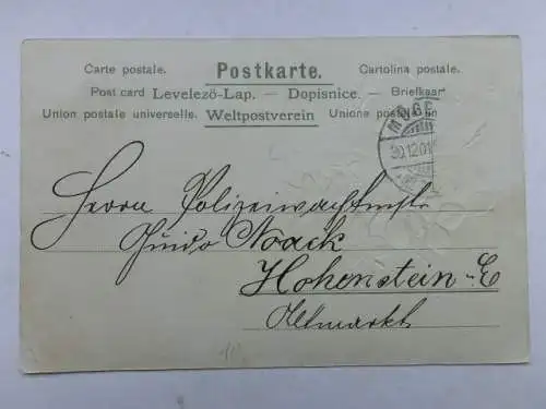 Alte AK Prägekarte Veilchen Neujahr 1902 [aT976]