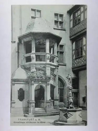 Alte AK Frankfurt Wendeltreppe m. Brunnen Römer um 1920 [V164]