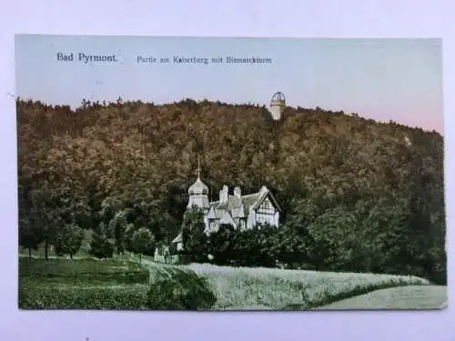 Alte AK Bad Pyrmont Kaiserberg Bismarckturm 1921 [aU345]