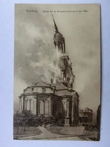 Alte AK Hamburg Brand St. Michaeliskirche um 1920 [aU363]