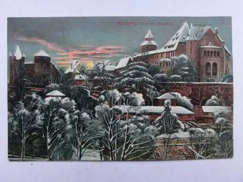 Alte AK Nürnberg Burg Winter 1908 [aU365]