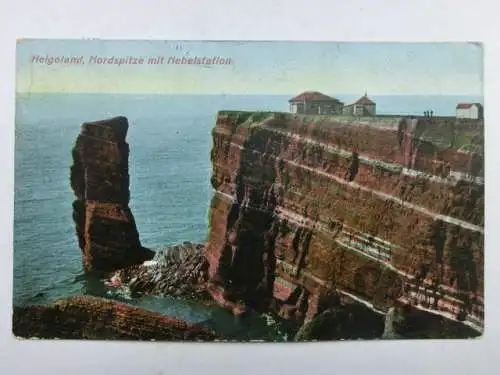 Alte AK Helgoland Nordspitze Nebelstation um 1907 [aU371]