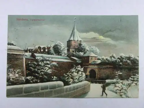 Alte AK Nürnberg Tiergärtnertor Winter 1908 [aU372]