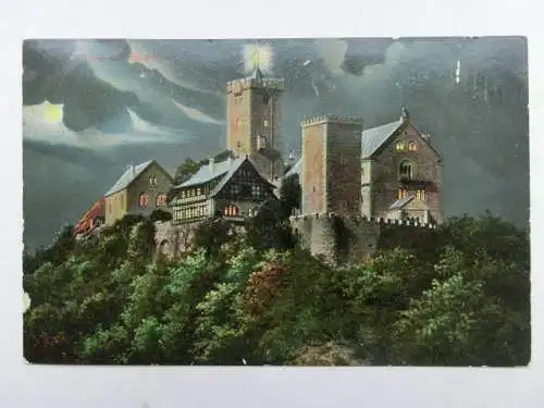 Alte AK Eisenach Wartburg Mondscheinkarte 1912 [aU377]