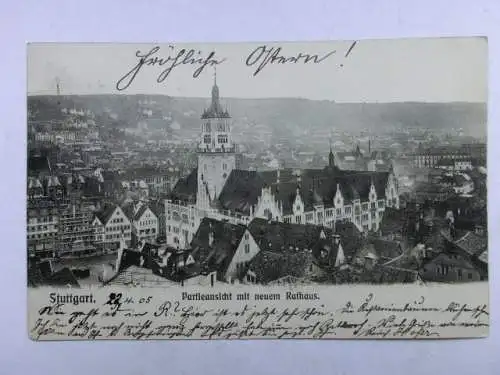 Alte AK Stuttgart Neues Rathaus 1905 [aU388]