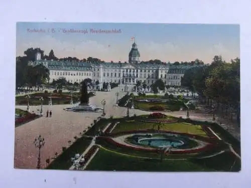 Alte AK Karlsruhe Residenzschloss 1922 [aU395]