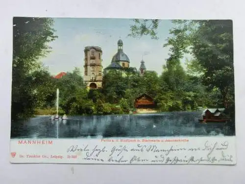 Alte AK Mannheim Sternwarte Jesuitenkirche 1903 [aU397]