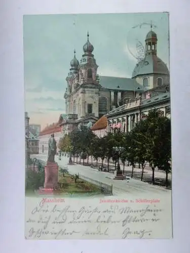 Alte AK Mannheim Jesuitenkirche Schillerplatz 1904 [aU419]