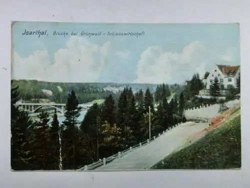 Alte AK Isartal Grünwald Schloßwirtschaft (m. Knick) 1906 [aU438]