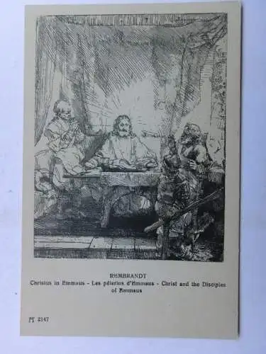 Alte AK Gemäldekarte Rembrandt Christus in Emmaus [aP1010]