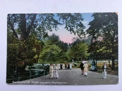 Alte AK Karlsruhe Partie im Stadtgarten 1920 [aU461]