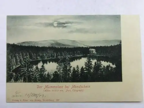 Alte AK Mummelsee Mondscheinkarte Schwarzwald 1903 [aU497]