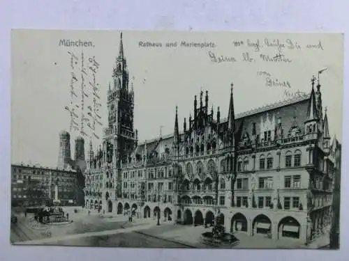 Alte AK München Rathaus Marienplatz um 1915 [aU536]