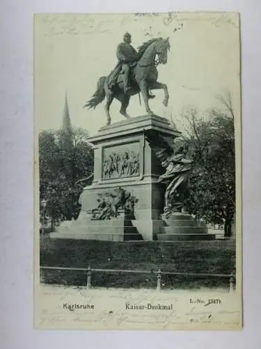 Alte AK Karlsruhe Kaiser-Denkmal 1903 [aU659]