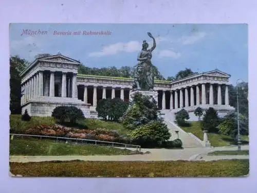 Alte AK München Bavaria mit Ruhmeshalle 1929 [B1035]