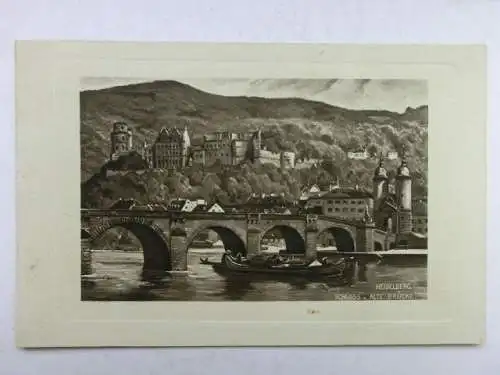 Alte AK Heidelberg Schloß Alte Brücke 1918 [W561]