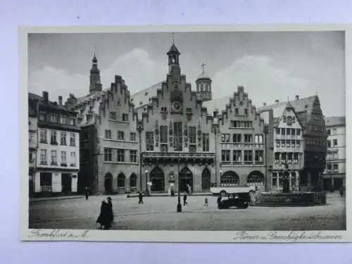 Alte AK Frankfurt Römer Gerechtigkeitsbrunnen [W627]