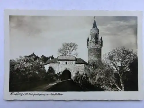 Alte AK Friedberg Burgausgang Adolfsturm um 1940 [B1109]