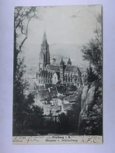 Alte AK Freiburg Münster v. Schloßberg 1906 [B1118]