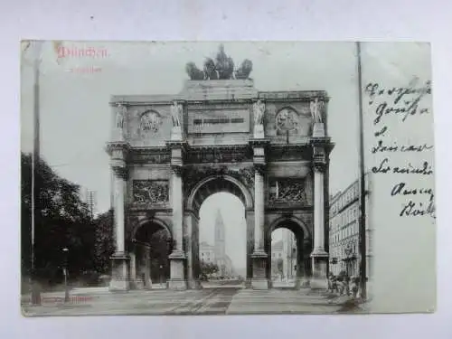 Alte AK München Siegestor Pfälzer Hof Hotel [B1124]