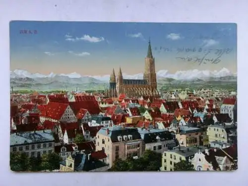 Alte AK Ulm Münster Alpenkette 1914 [B1211]