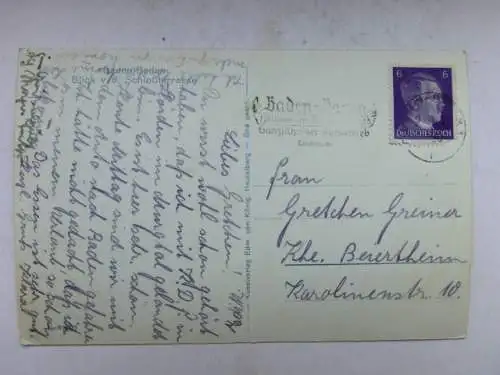 Alte AK Baden-Baden Blick v. d. Schloßterrasse um 1940 [B1220]