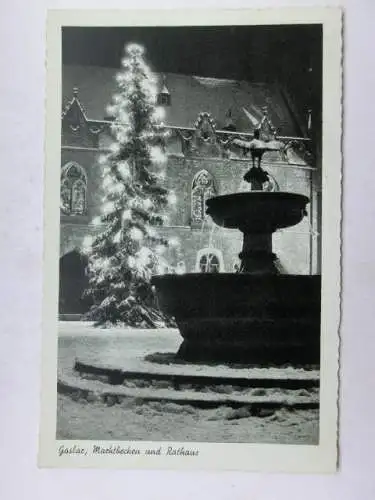 Alte AK Goslar Marktbecken Rathaus Weihnachten [B1246]