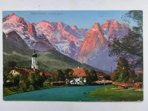 Alte AK Garmisch Partenkirchen Loisachpartie 1918 [W611]