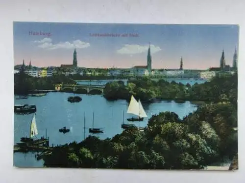 Alte AK Hamburg Lombardsbrücke um 1925 [W713]