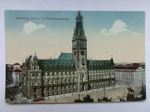 Alte AK Hamburg Rathaus Reichsbankgebäude um 1925 [W715]