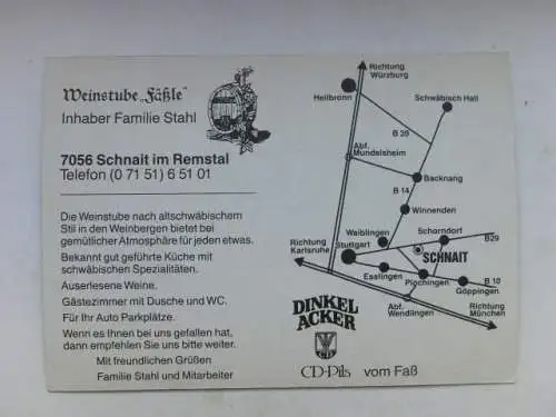 Alte AK Schnait Remstal Weinstube Fäßle [aO1667]